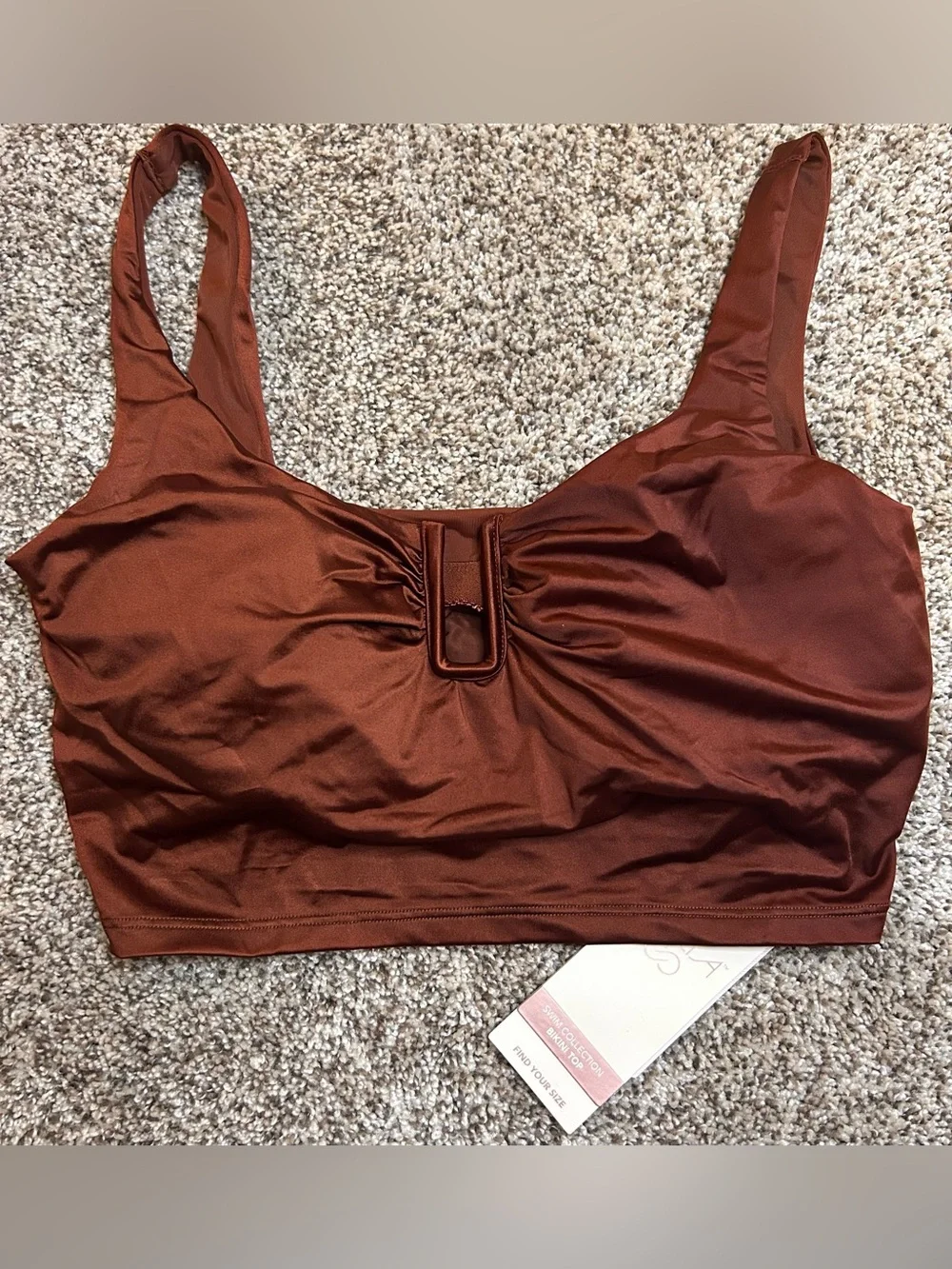 NWT CALIA Women's U-Bar Long Line Bikini Swim Top Size XS